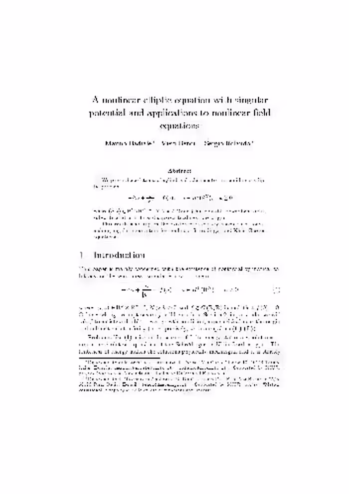 خرید و دانلود نسخه کامل کتاب A nonlinear elliptic equation with singular potential and applications to nonlinear field equations