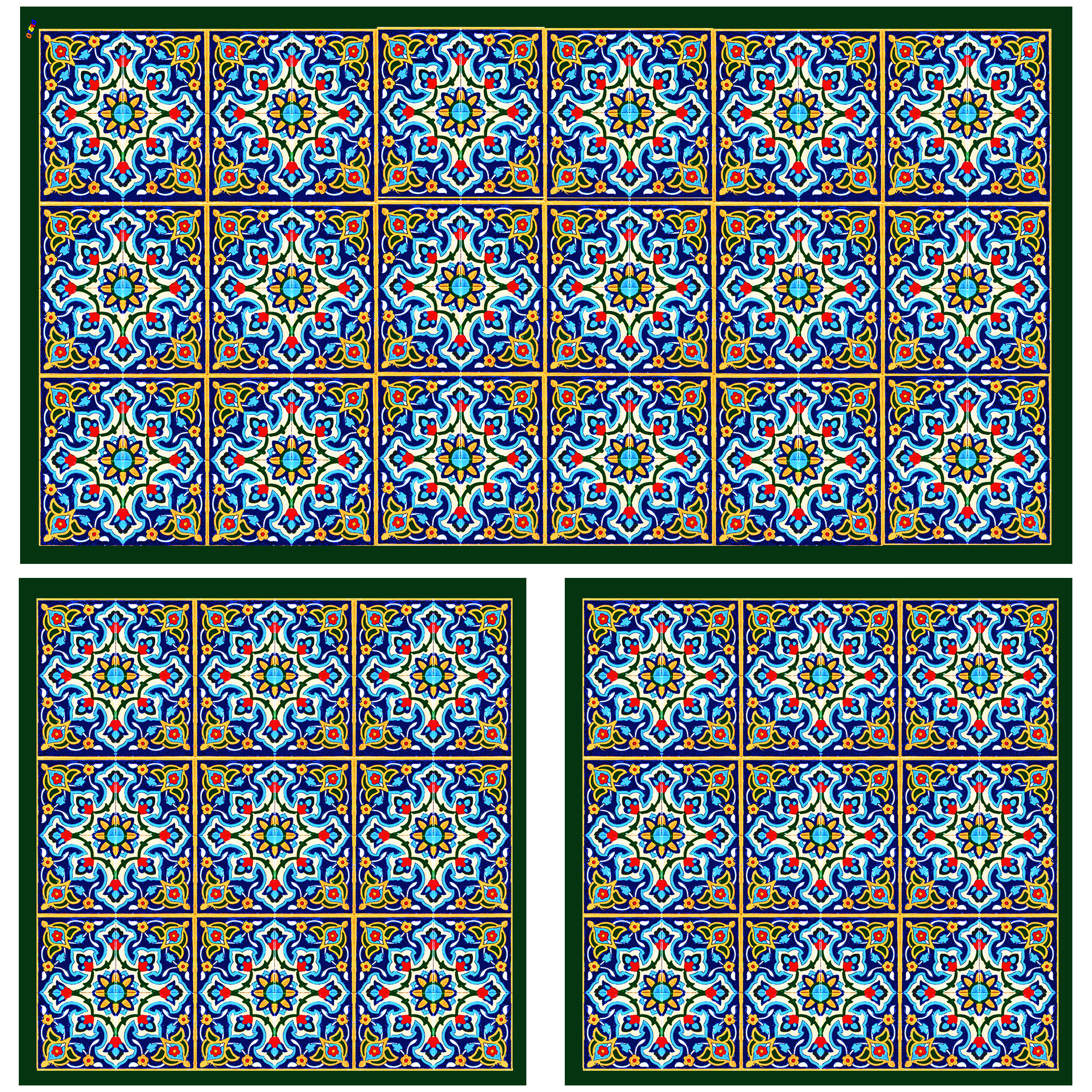 ست رومیزی سه تکه طرح کاشی کد 9704