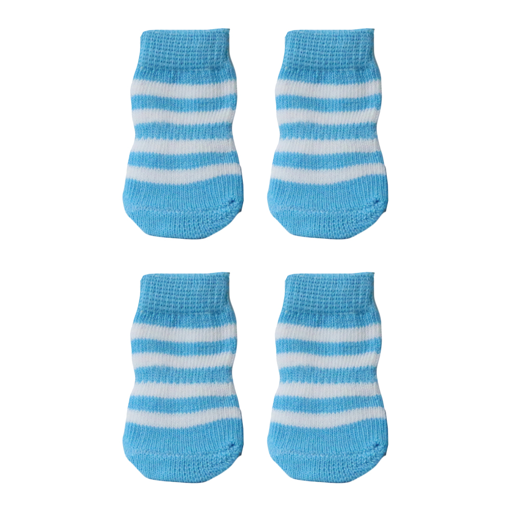 جوراب سگ و گربه مدل Blue And White Stripes سایز S بسته 4 عددی