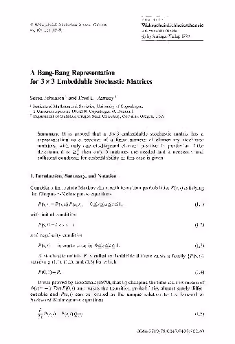خرید و دانلود نسخه کامل کتاب Bang-Bang representation for 3 on 3 embeddable stochastic matrices