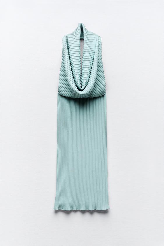 لباس زنانه زارا PLEATED DRAPED NECK DRESS | تهران زارا TehranZara