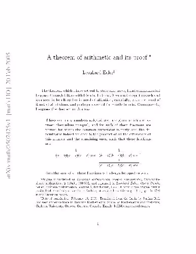 خرید و دانلود نسخه کامل کتاب A theorem of arithmetic and its proof