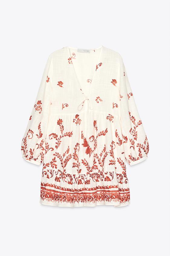 لباس مینی زنانه زارا PRINTED MINI DRESS | تهران زارا TehranZara