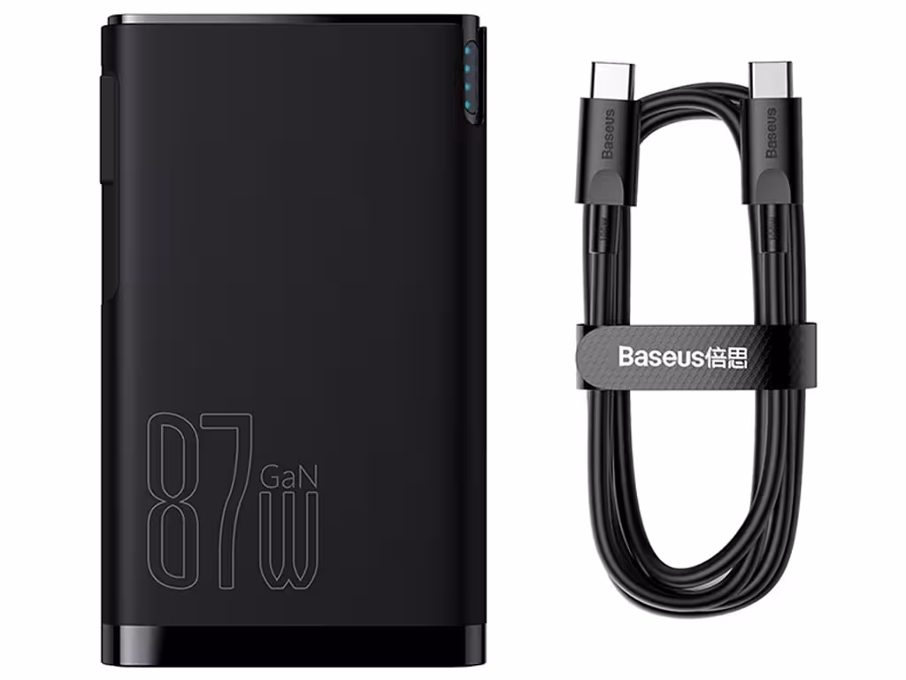 شارژر دیواری و پاوربانک 10000 همراه با کابل تایپ‌سی یک متری بیسوس Baseus Power Station 4 Hybrid GaN Power Bank &amp;amp; Adaptor PPHD010001