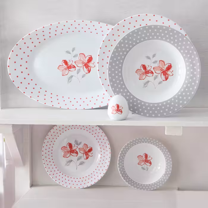 سرویس غذاخوری 28 پارچه چینی زرین ایران سری ایتالیا اف مدل والنسیا درجه یک