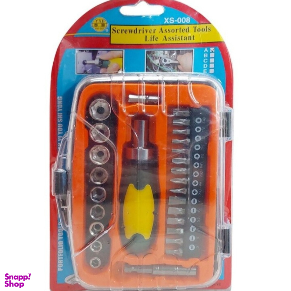 ست آچار بکس و پیچ گوشتی مدل XS-008 مجموعه 27 عددی