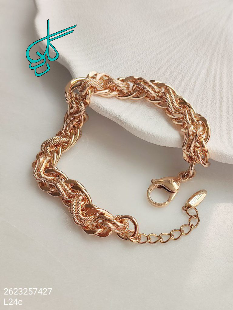 خرید دستبند طنابی جدید مارک ژوپینگ رنگ ثابت آبکاری طلا ضدحساسیت با کیفیت کد 1216343 - ردگل