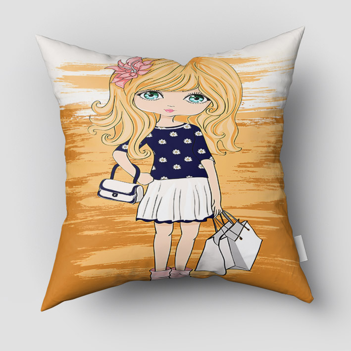 کوسن عروسکی طرح دخترک مو بلند زیبا pk-2066b