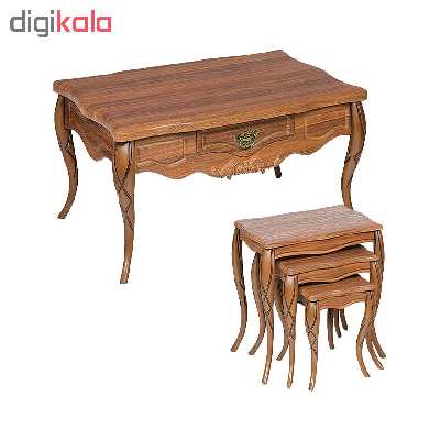 میز جلو مبلی مدل classic n019 به همراه میز عسلی مجموعه 4 عددی