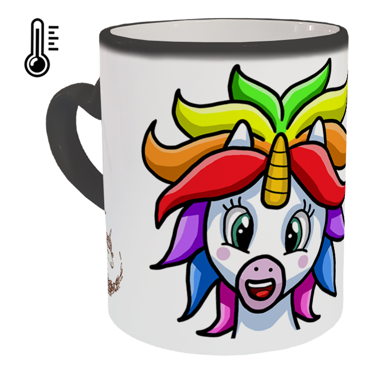 ماگ حرارتی مدل دسته قلبی طرح یونیکورن کد 25