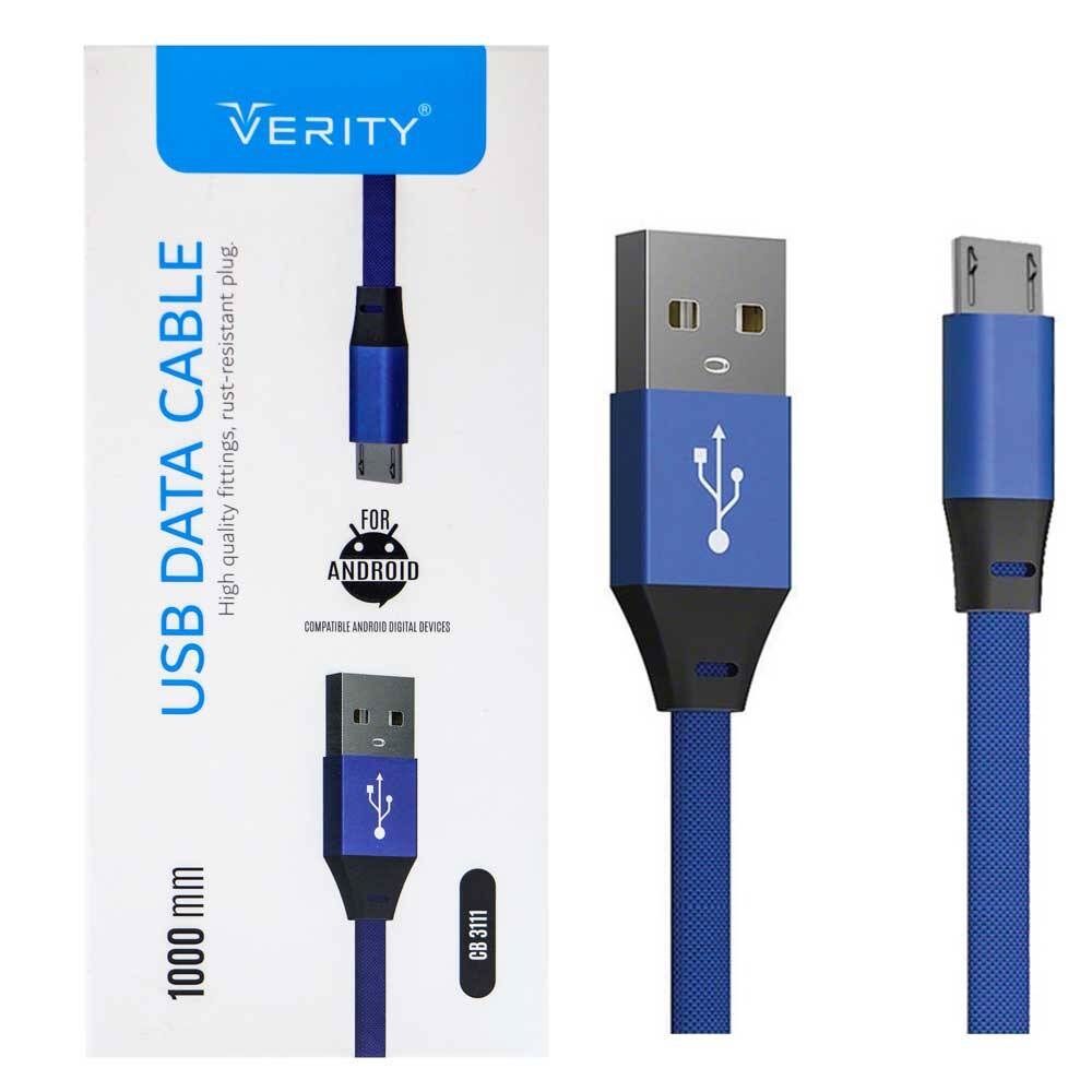 کابل میکرو یو اس بی فلت Verity CB3111 1m شیلددار
