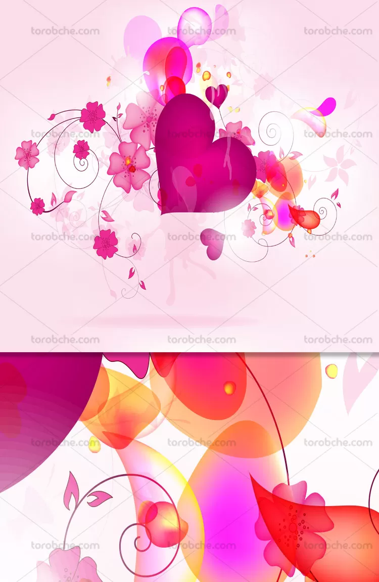 وکتور بکگراند انتزاعی قلب و گل | گرافیک با طعم تربچه