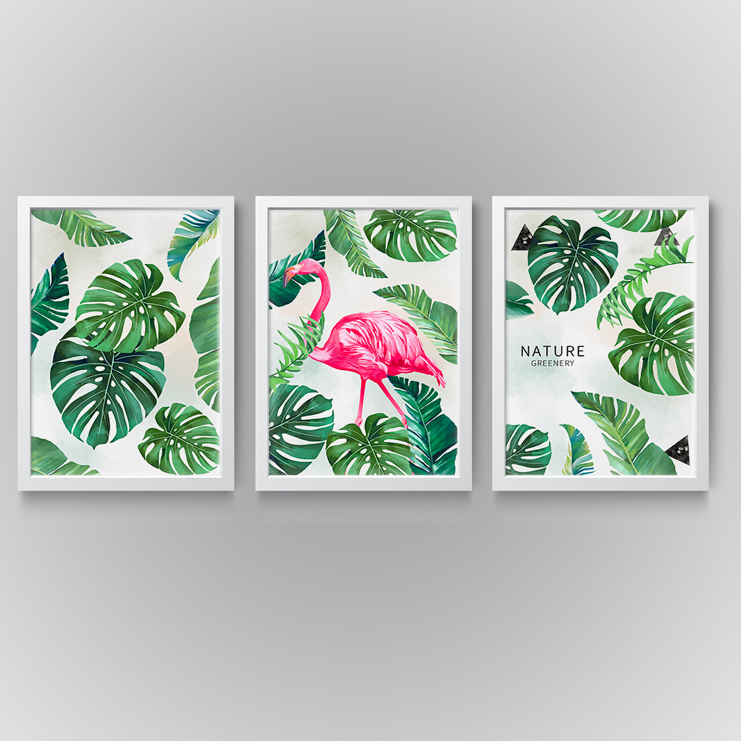 تابلو مدل دکوراتیو طرح فلامینگو کد N180 مجموعه 3 عددی
