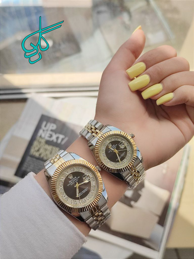 خرید ست ساعت زنانه و مردانه رولکس کیفیت عالی تقویم دار قفل ضامن دار کد 2115773 - ردگل