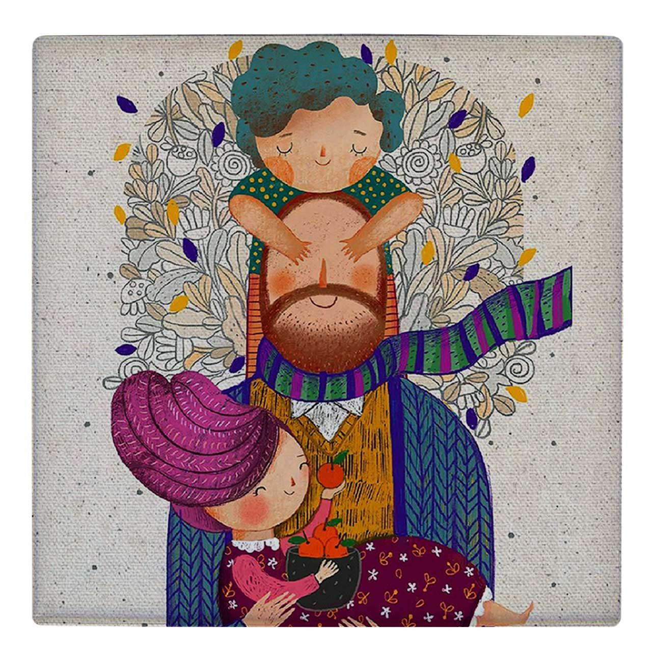  کاشی کارنیلا طرح نقاشی پدر و کودکان کد wk25