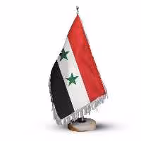 پرچم رومیزی کشور سوریه ریشه زرد با پایه سنگی افراتوس