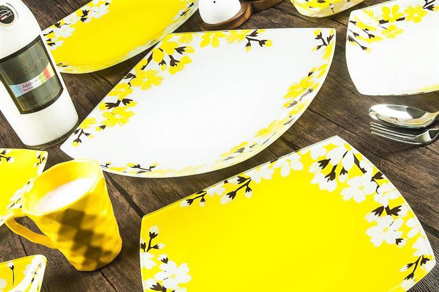 سرویس غذاخوری 25 پارچه آرکوفام طرح آتنا زرد