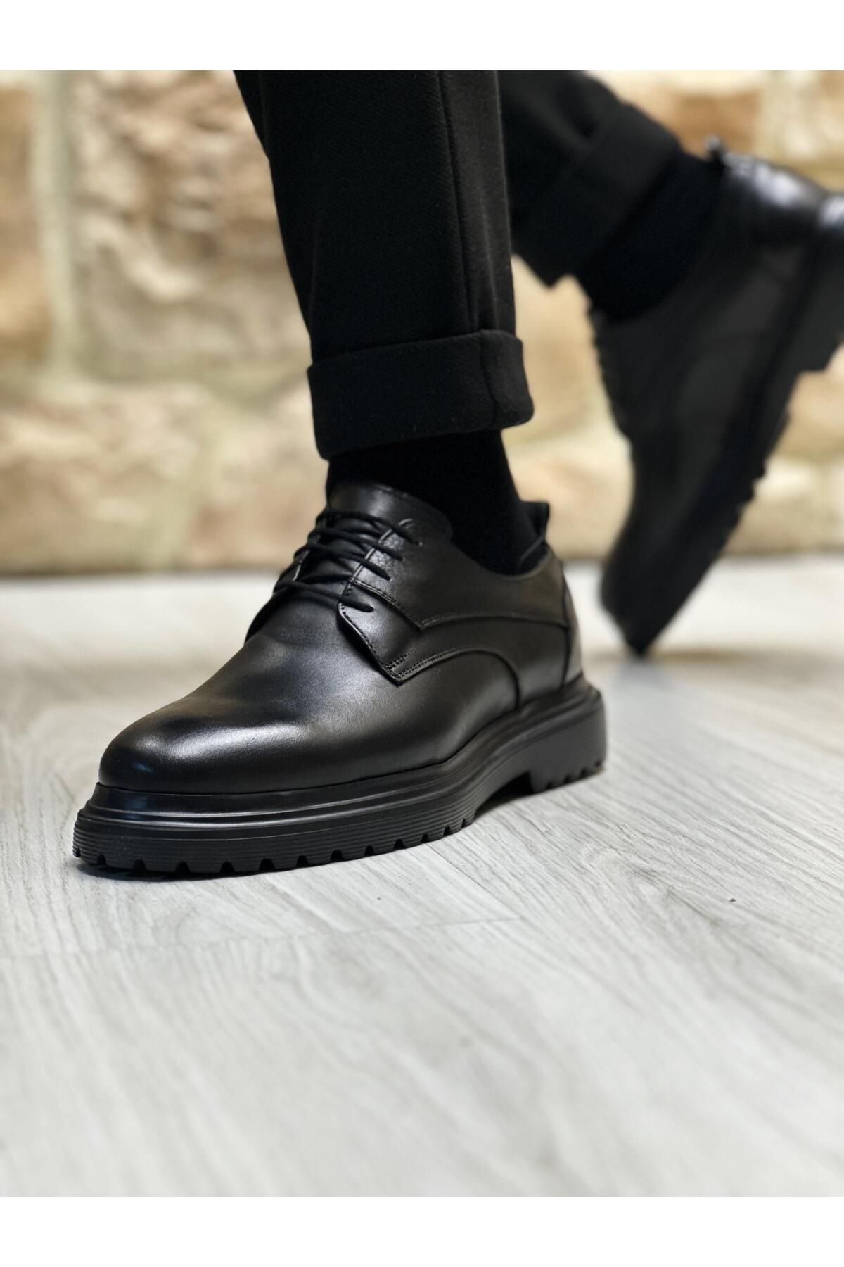 کفش های کژوال مشکی مردانه سیاه ENAT 2911 روزمره چرمی ByItallanoshoes