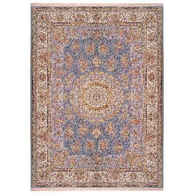 فرش ماشینی زمرد مشهد مدل 45002 زمینه آبی