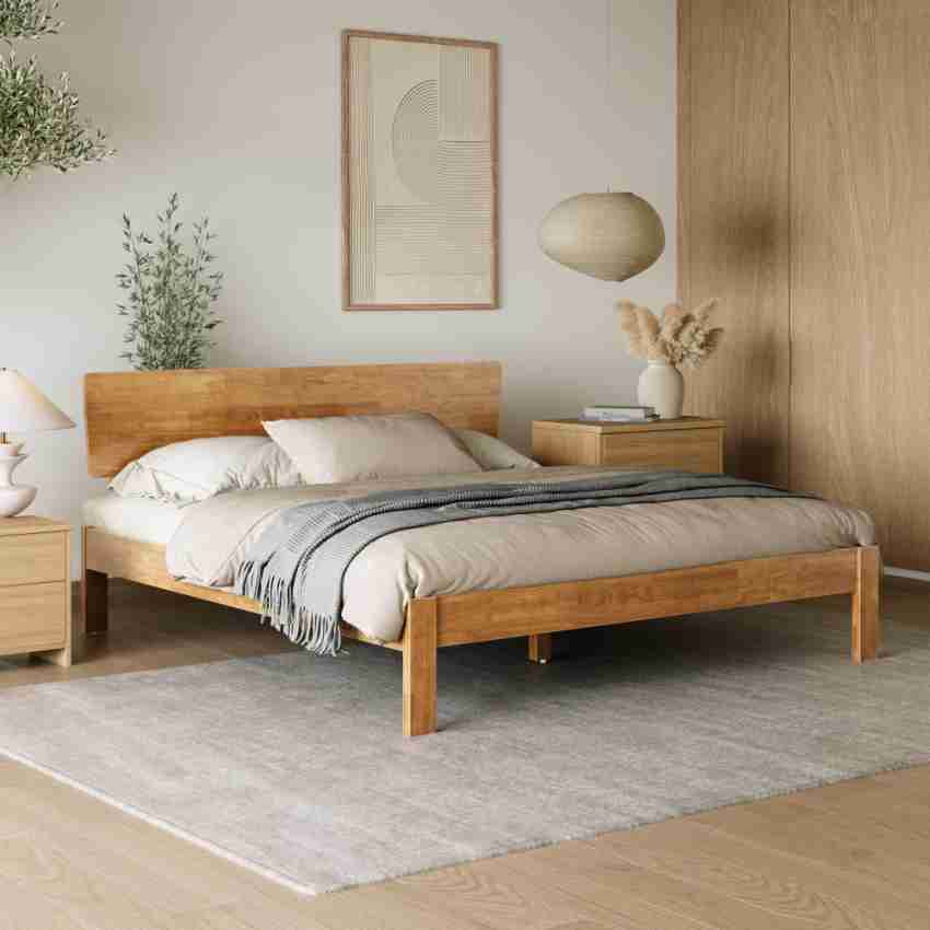 تخت خواب دو نفره تمام چوب طرح ساده و مینیمال کد A6
