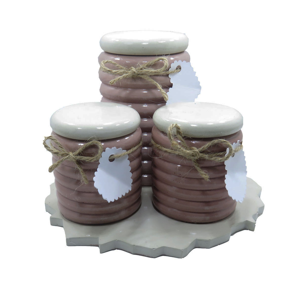 جای ادویه 3 پارچه طرح سنگی کد 264 به همراه سینی