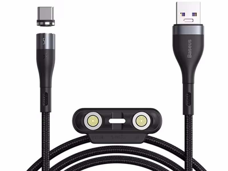کابل آهنربایی سه سر سریع بیسوس Baseus Zinc Magnetic Cable Kit 5A 1m