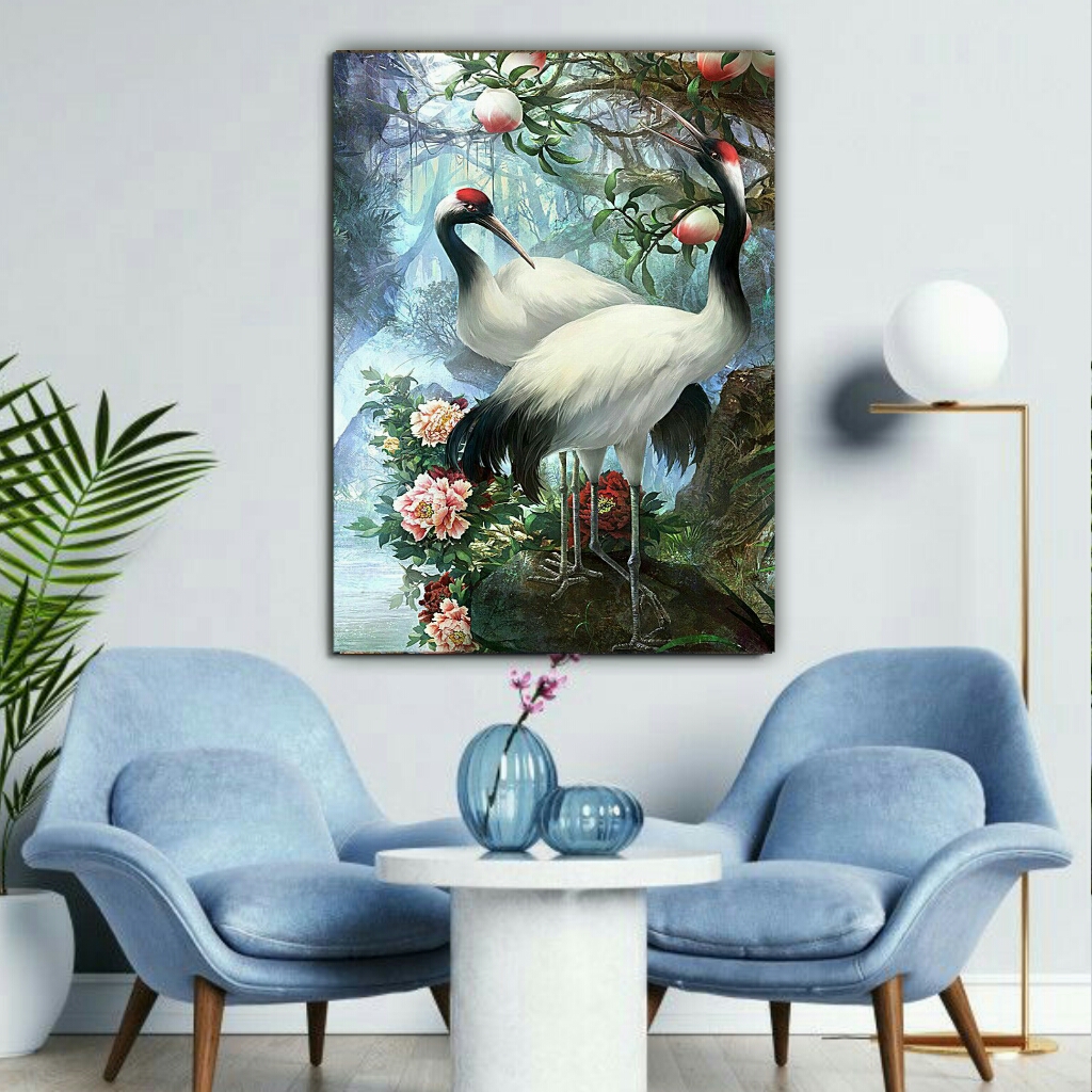 تابلو بوم مدل غو طرح پرنده های عاشق کد AR9820