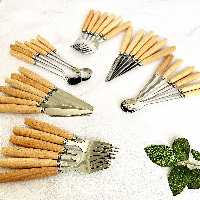 قاشق شربت خوری دسته چوبی دست 6 عددی