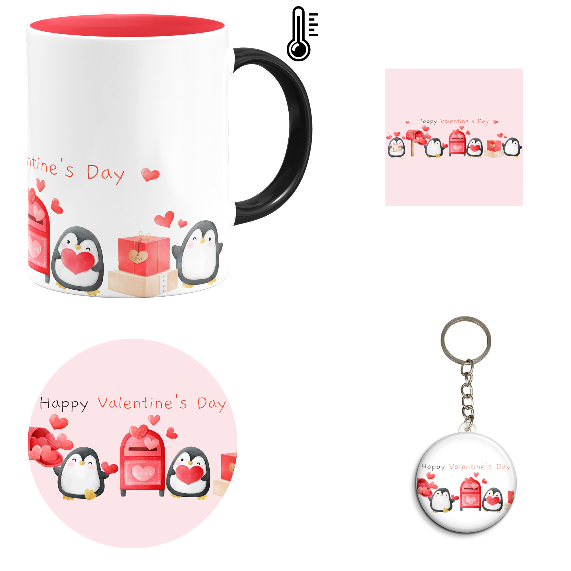 ست هدیه ماگ حرارتی مدل روز عشق طرح عاشقانه کد M27