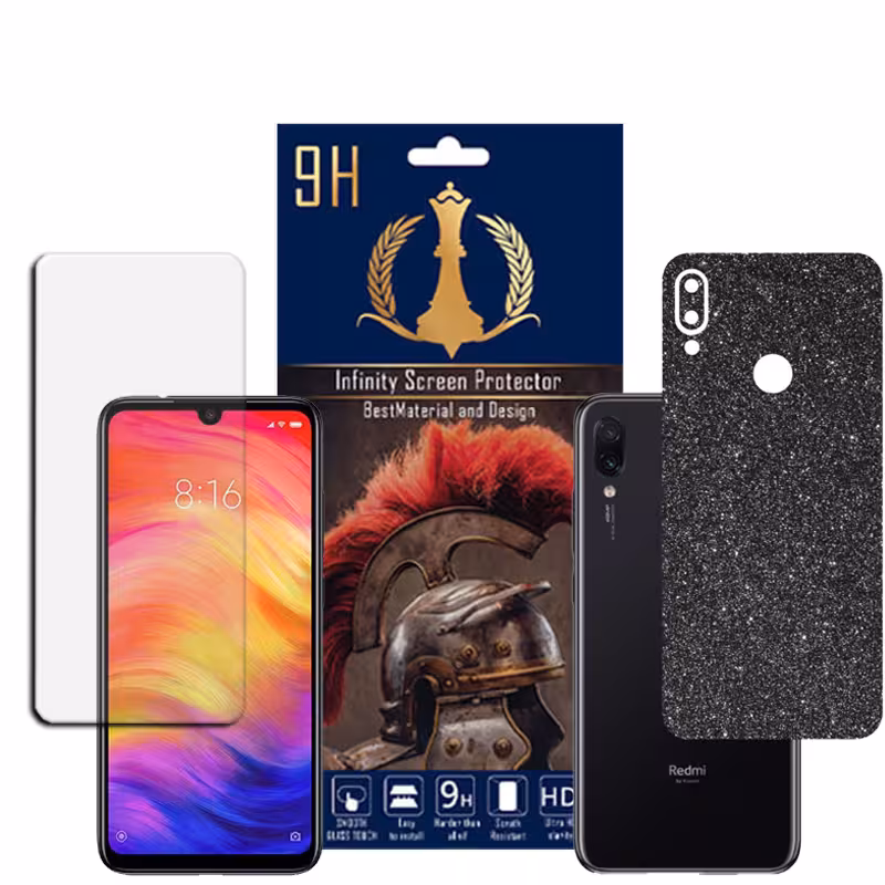 برچسب پوششی اینفینیتی مدل PRO MAX مناسب برای گوشی موبایل شیایومی REDMI NOTE 7 REDMI NOTE 7S REDMI NOTE 7 PRO به همراه محافظ صفحه نمایش