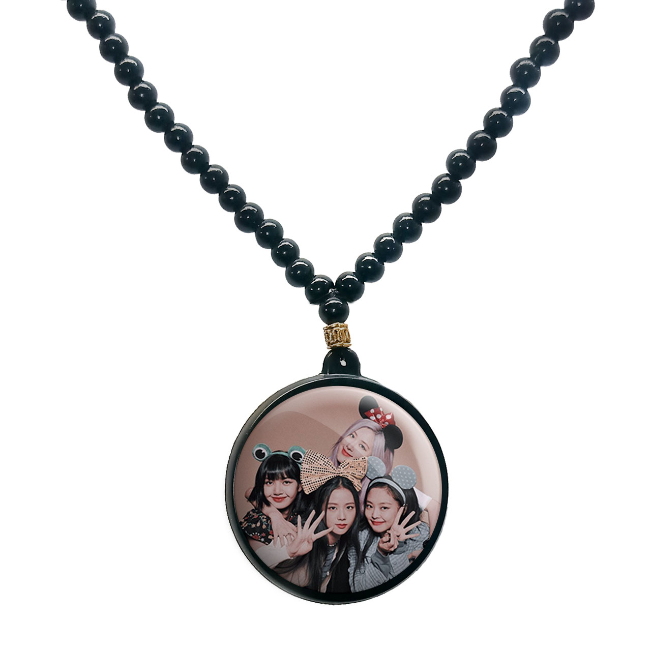 گردنبند پرمانه طرح بلک پینک کد pmd.17790 مدل دو طرفه