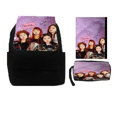  کوله پشتی طرح بلک پینک S4 همراه کلاسور و جامدادی