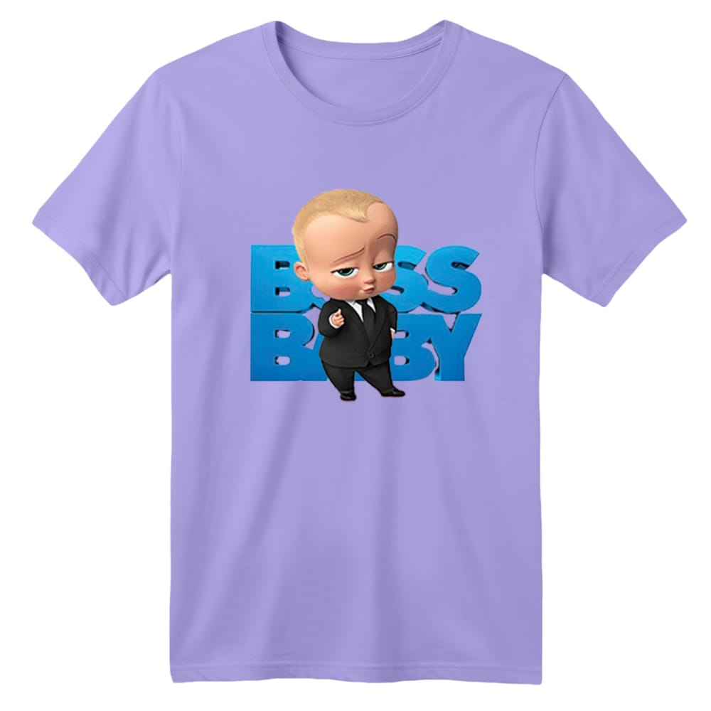 تی شرت آستین کوتاه بچگانه مدل بچه رئیس کد 1 رنگ یاسی