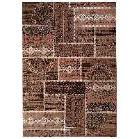 فرش ماشینی زمرد مشهد کد KR14 زمینه قهوه ای