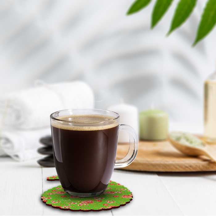 زیر لیوانی مدل بته جقه طرح گل گلی مجموعه 6 عددی