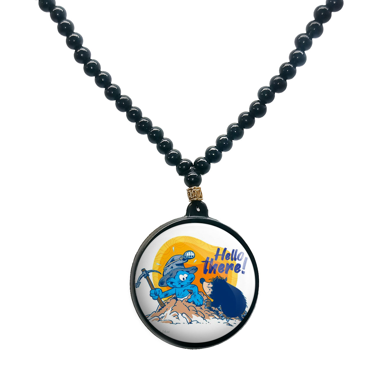 گردنبند پرمانه طرح اسمورف کد pmd.10496 مدل دو طرفه