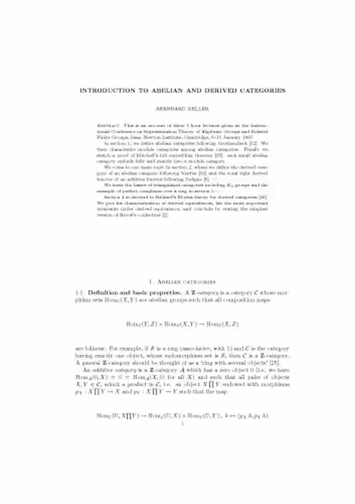خرید و دانلود نسخه کامل کتاب Introduction to Abelian and derived categories [Lecture notes]
