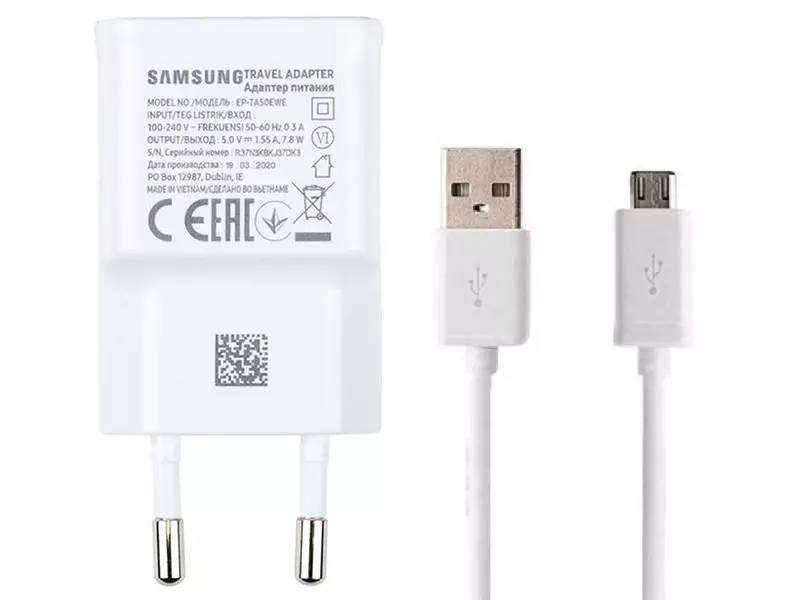 شارژر دیواری اورجینال سامسونگ مدل Samsung Travel Adapter Charging 1.55A بهمراه  کابل میکرو یو اس بی