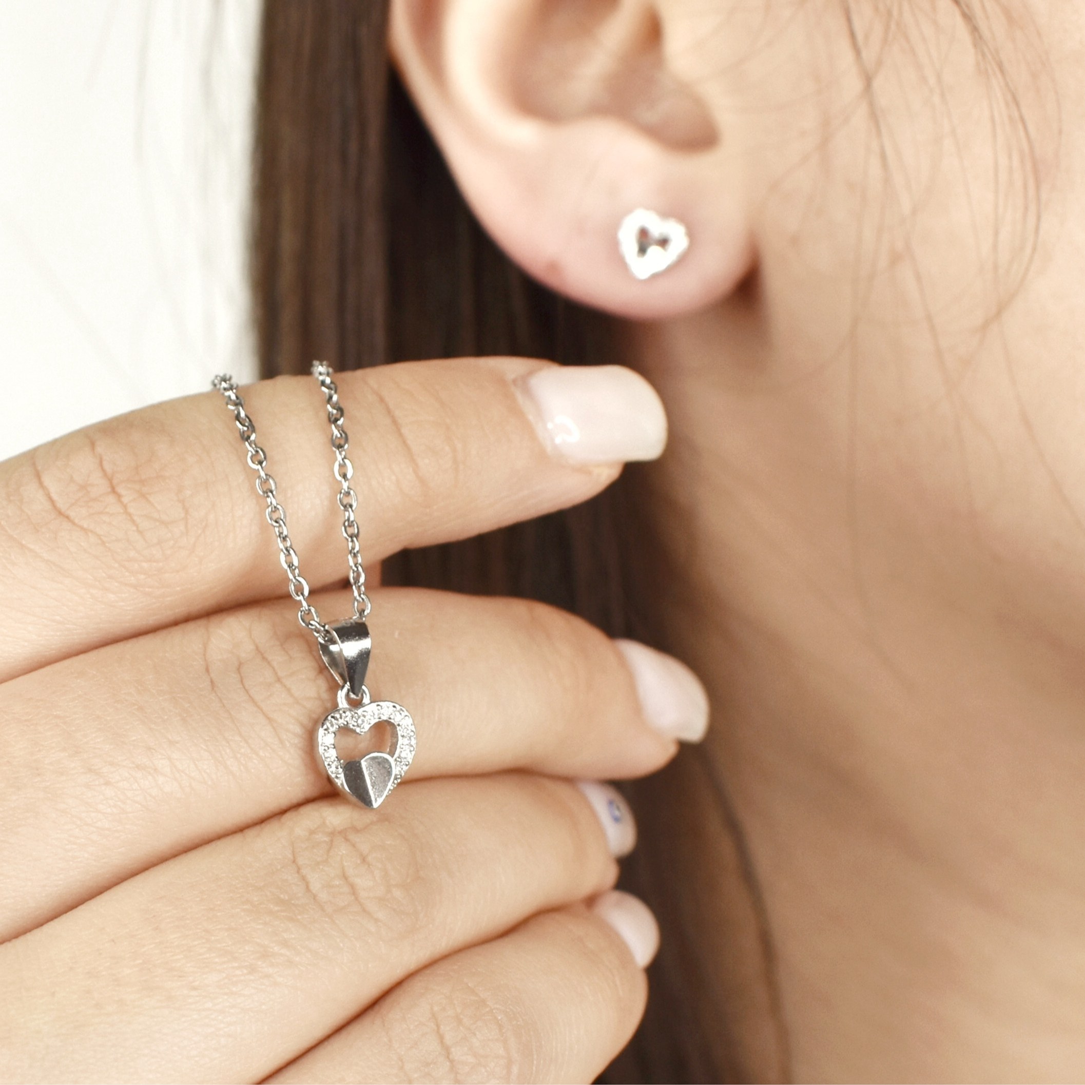 نیمست عیار925 قلب دوقلو دور نگین کد 9136