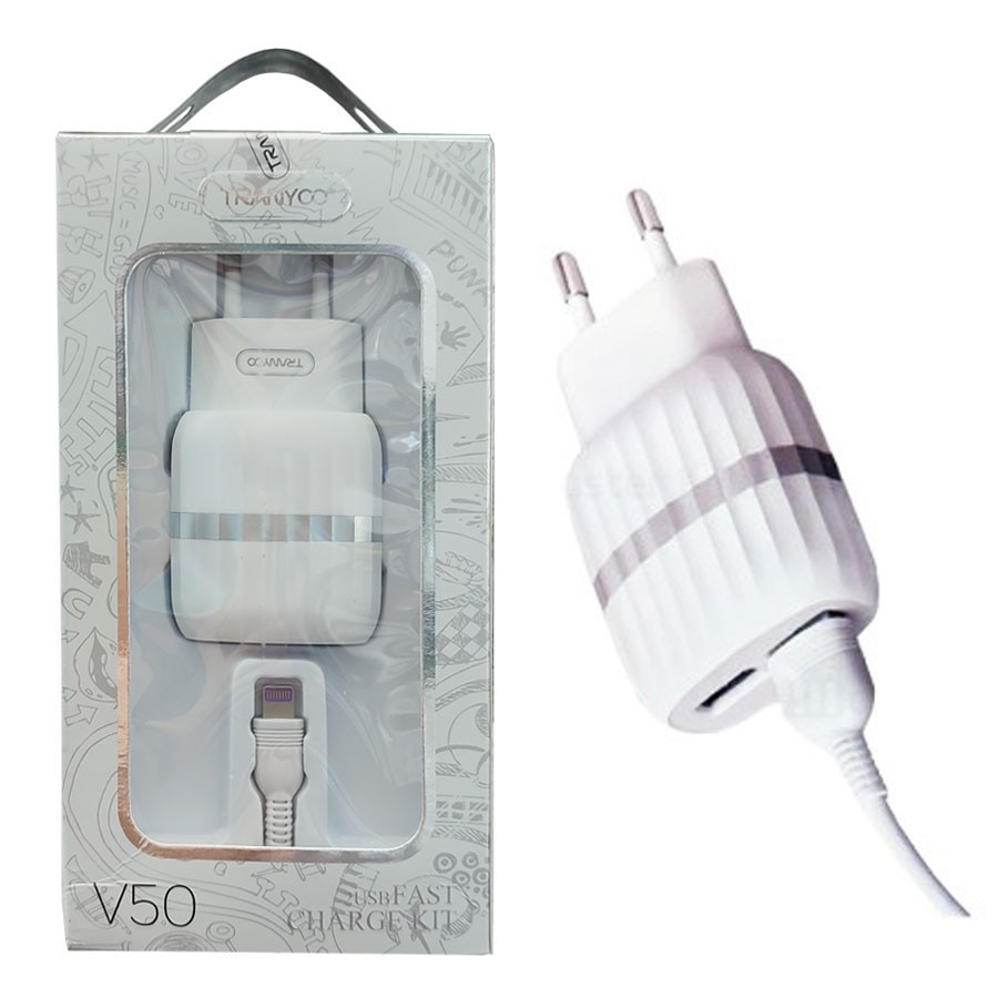آداپتور شارژر ترانیو TRANYOO T-V50 Head Charger Micro 2 In 1