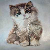 تابلو نقاشی رنگ روغن طرح گربه ملوسک
