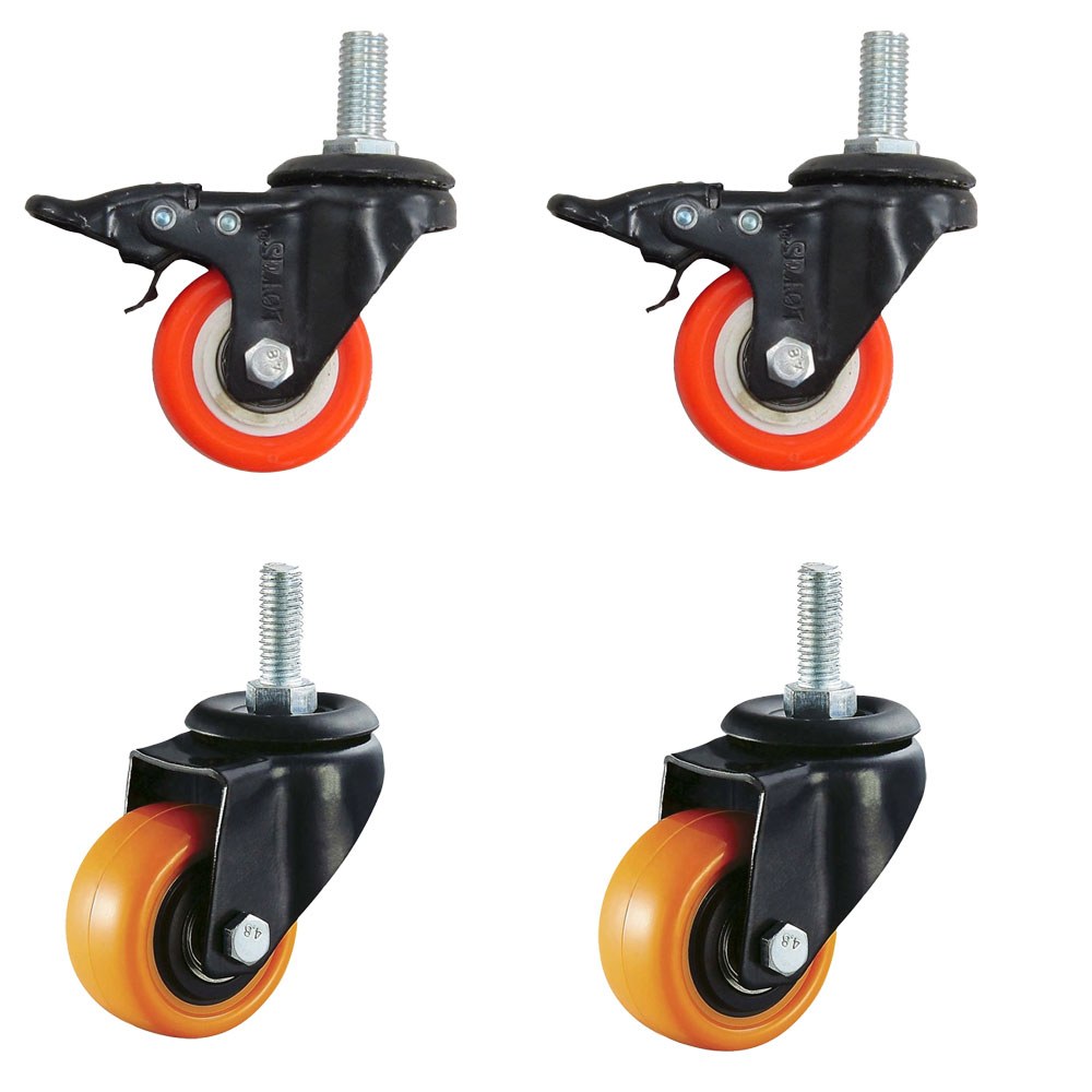 پک 4 عددی چرخ 50 نارنجی گردان و ترمزدار پیچی (ارسال به صورت پس کرایه)