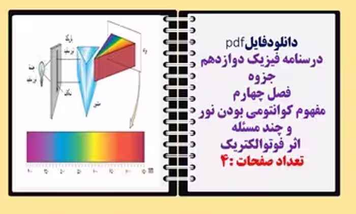 درسنامه فیزیک دوازدهم جزوه فصل چهارم مفهوم کوانتومی بودن نور  و چند مسئله   اثر فوتوالکتریک