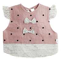 پیش بند نوزاد یقه ب ب طرح خالدار پاپیونی