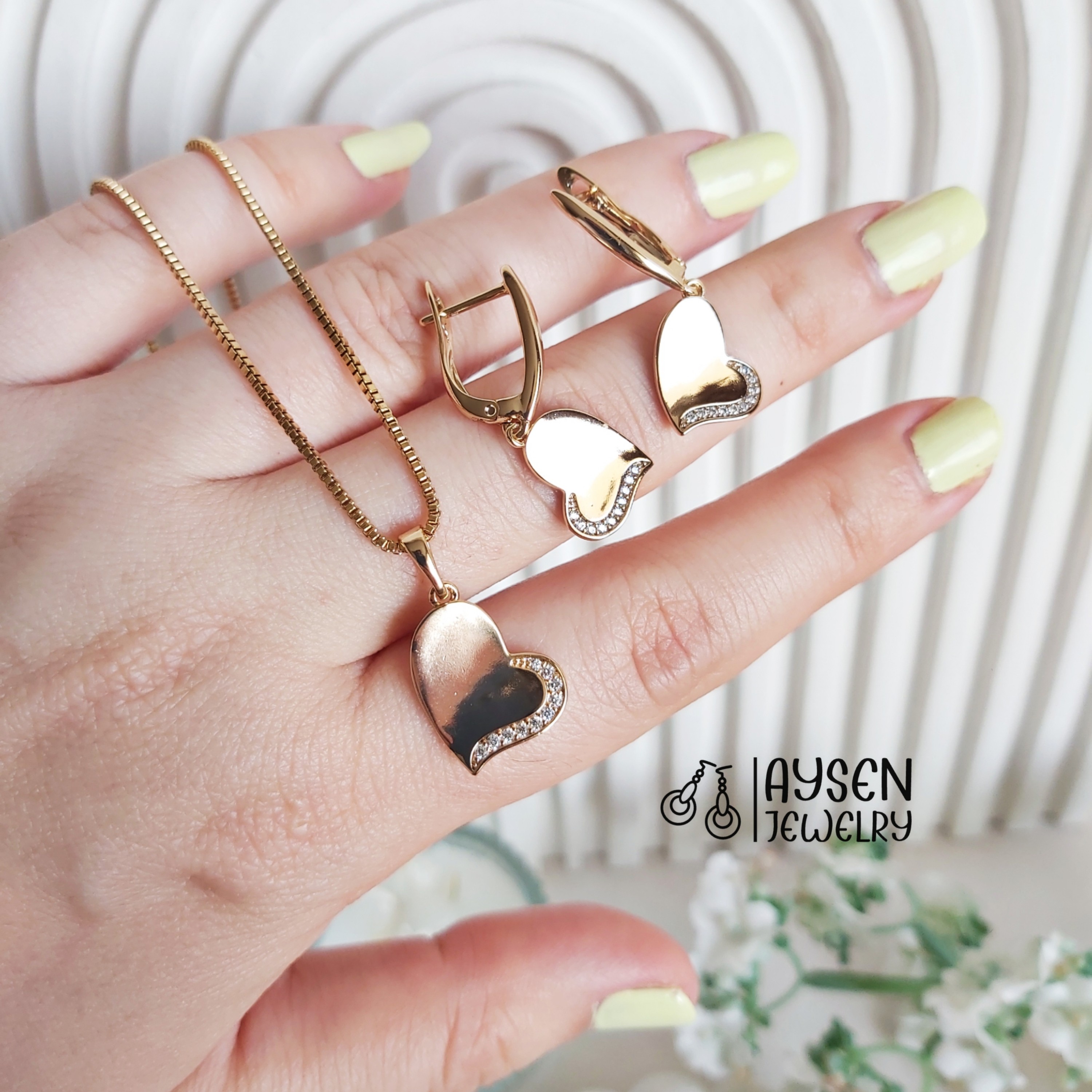 نیم ست ژوپینگ مدل قلبی نگینی 