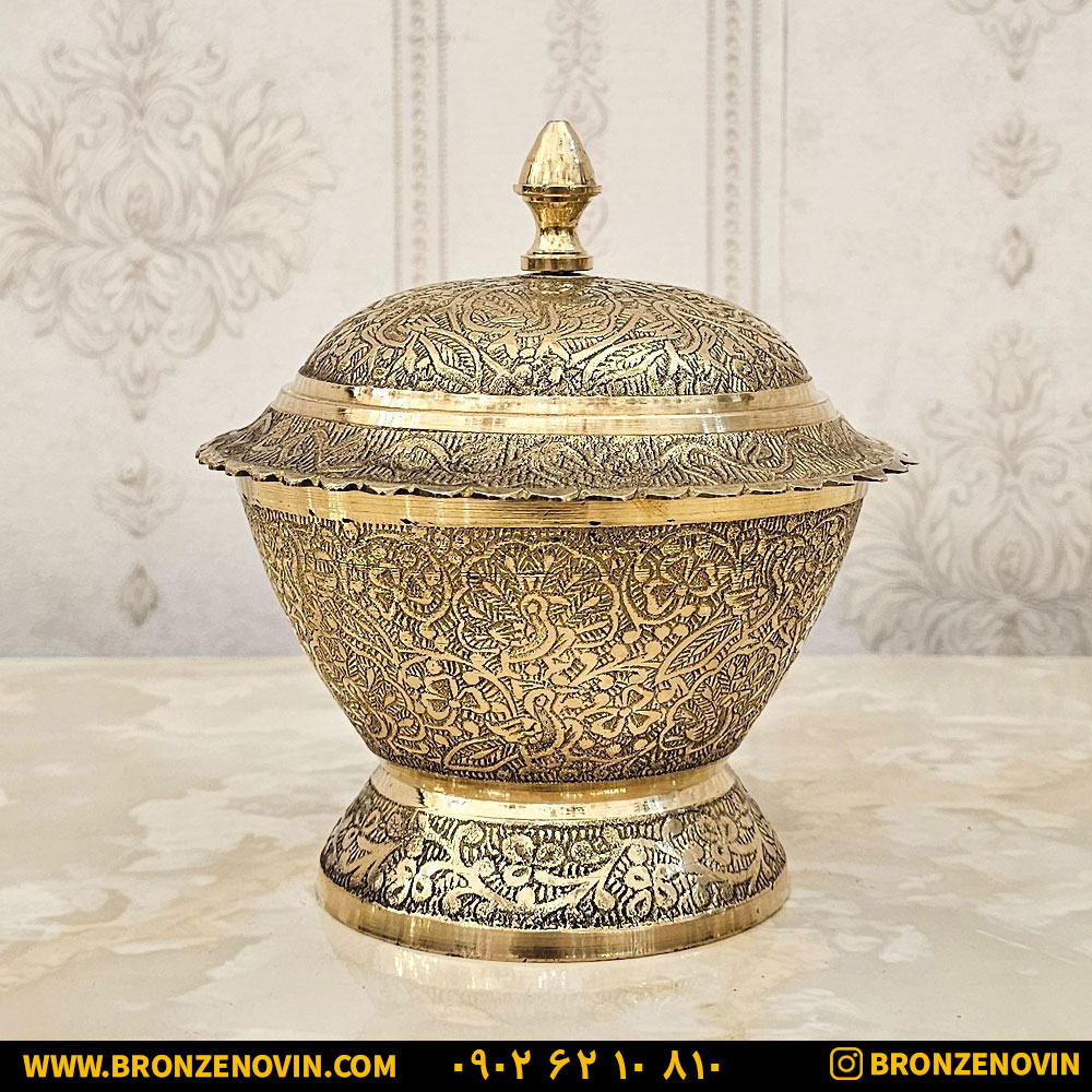 شکلات خوری برنزی هندی مدل طاووس درب هلالی کد 3712