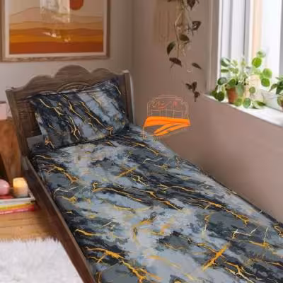 روتختی نیم ست 1نفره 2تیکه ابروبادی طرح ماربل
