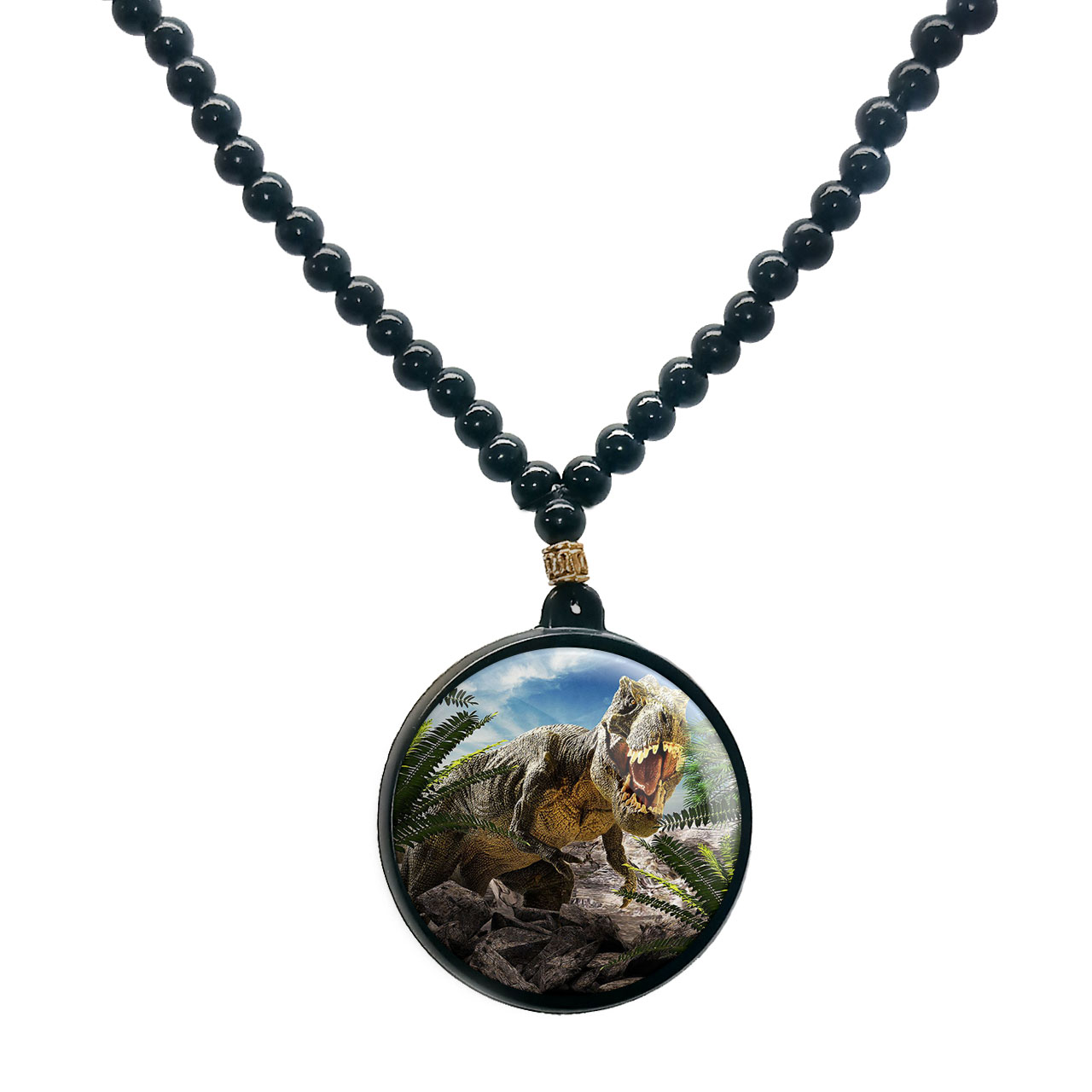 گردنبند پرمانه طرح دایناسور ها کد pmd.23370 مدل دو طرفه