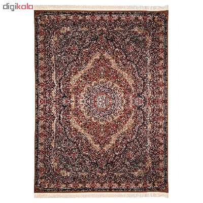 فرش ماشینی زمرد مشهد مدل ریز گل کرمان زمینه گردویی