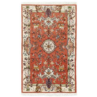 فرش دستبافت یک متری مدل گل ابریشم تبریز کد a537791